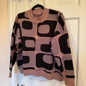 Bailey Rose Geometric Patterned Sweater - Black and Grey